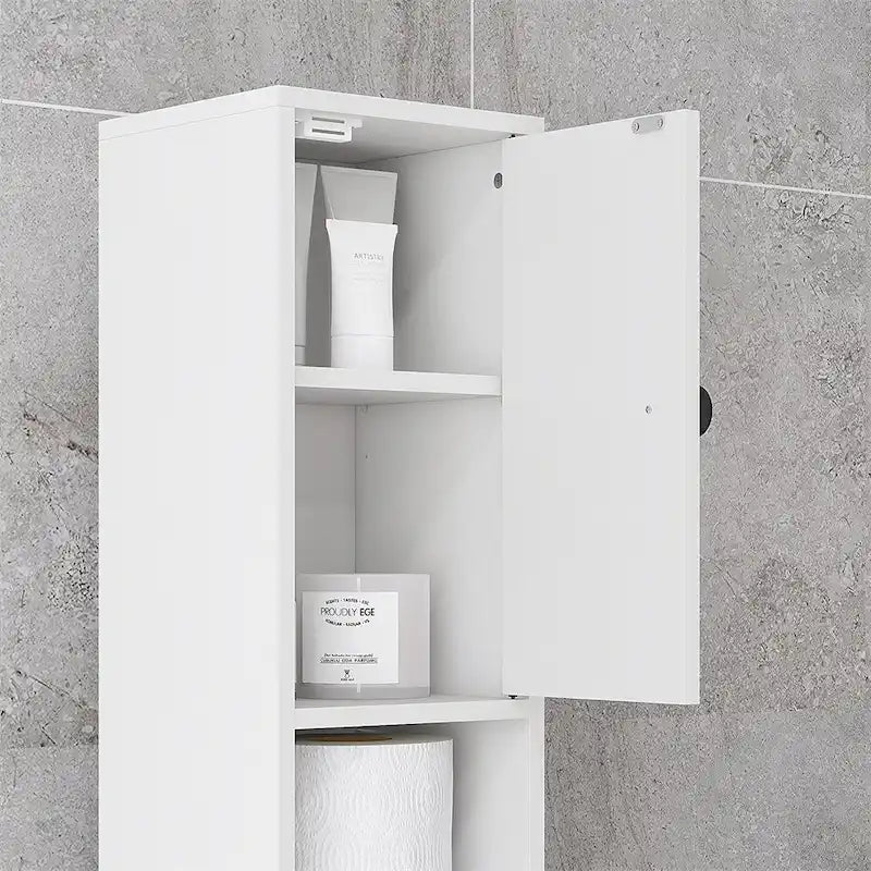 Hoher Badezimmer-Aufbewahrungsschrank, schmaler Toilettenschrank mit verstellbaren Einlegeböden