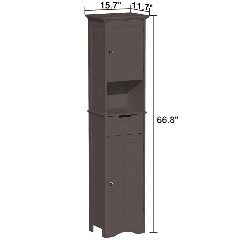 Armario alto de almacenamiento para baño de 67 - 11.81 de profundidad x 15.7 de ancho x 66.9 de alto