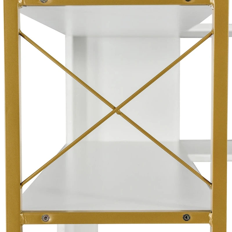 Librero de 7 niveles para oficina en casa, librero esquinero en forma de L con estructura metálica, tablero de MDF - 37.4*37.4*709