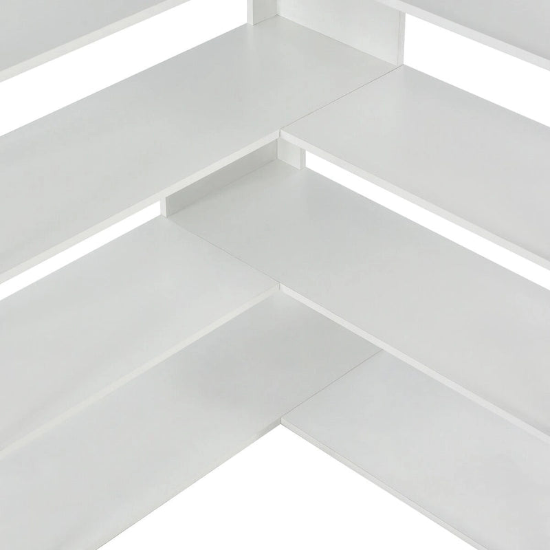 7-stufiges Bücherregal für das Homeoffice, L-förmiges Eckregal mit Metallrahmen und MDF-Platten - 37.4*37.4*709
